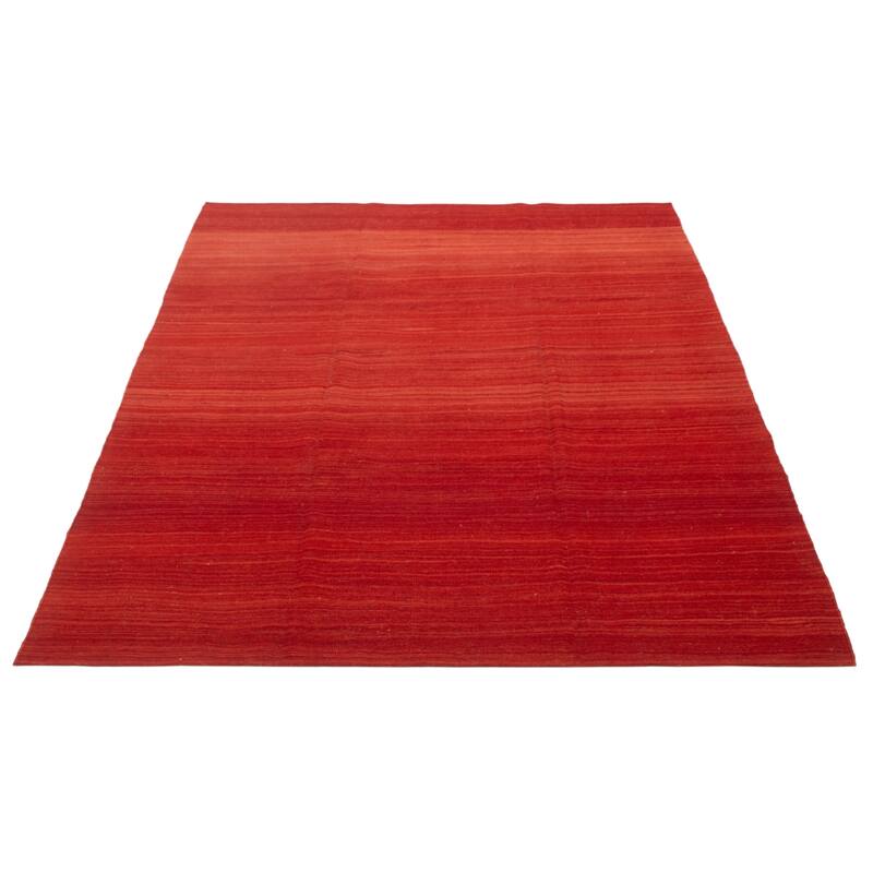 ECARPETGALLERY Flat-Weave Ankara FW Red Wool Kilim - 7'4 x 9'11