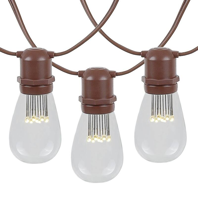37.5 Foot S14 Edison Outdoor Patio String Lights, Market Lights - Brown