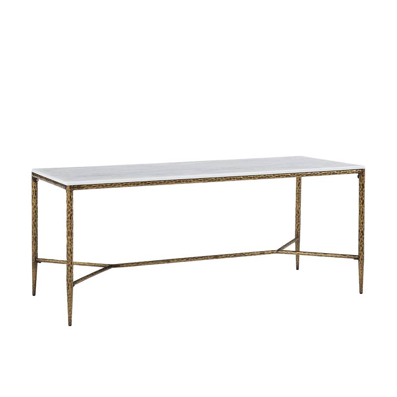 Christopher Knight Home - Modern Rectangular Dining Table with Faux Marble Tabletop & X-Shaped Foraged Metal Base - 70.87"L