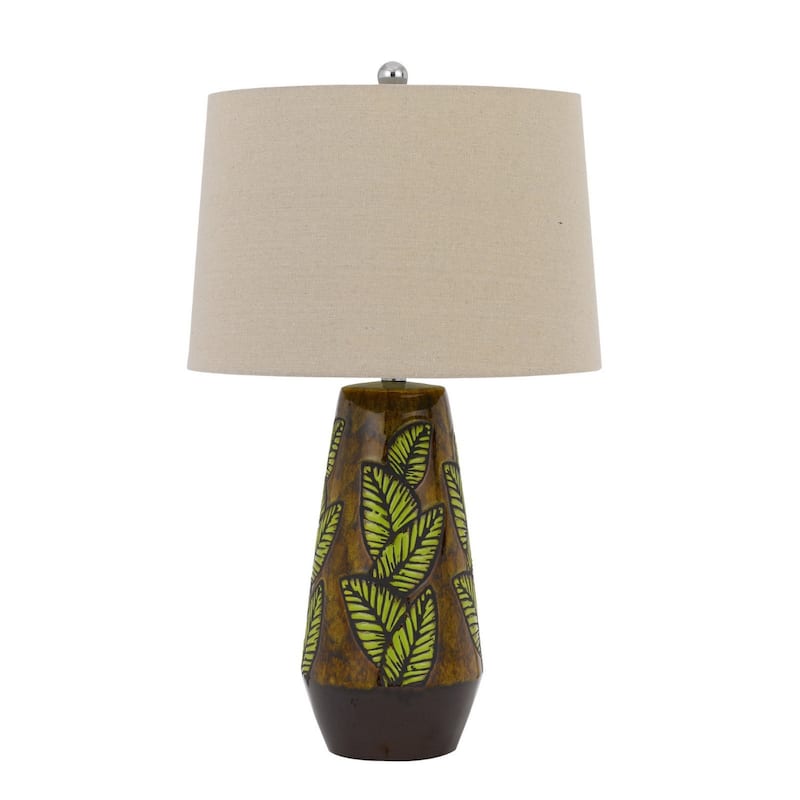 29 Inch Ceramic Table Lamp with Tan Empire Shade for Home Decor - 17" x 17" x 28.50"