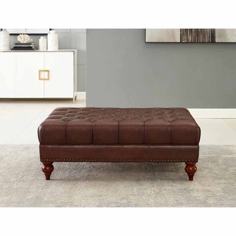 Hydeline Aliso Top Grain Leather Ottoman