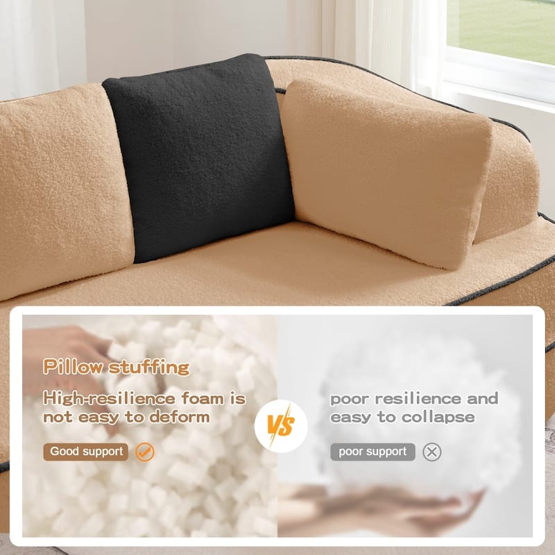 105.9" Modular L-shaped Teddy Velvet Sectional Sofa with Chaise and Curved Armrest