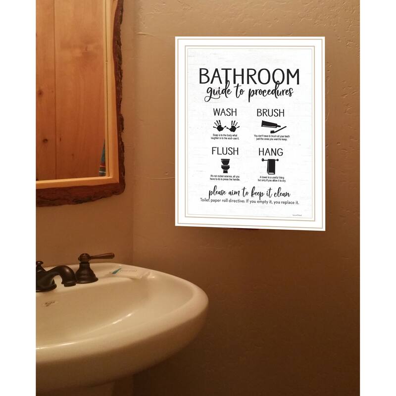 TrendyDecor4U Contemporary "Bathroom Guide" Framed Print Wall Art