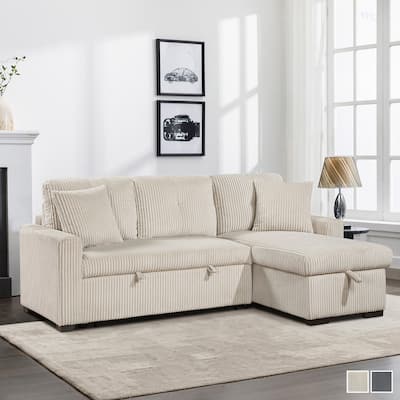 Jessenia Corduroy 3-Piece Reversible Sectional with Pull-out Bed