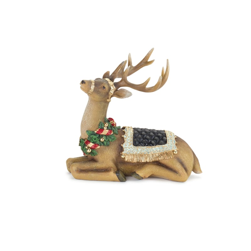 Set of 2 Deer with Wreath Christmas Tabletop Figurines 15.75"