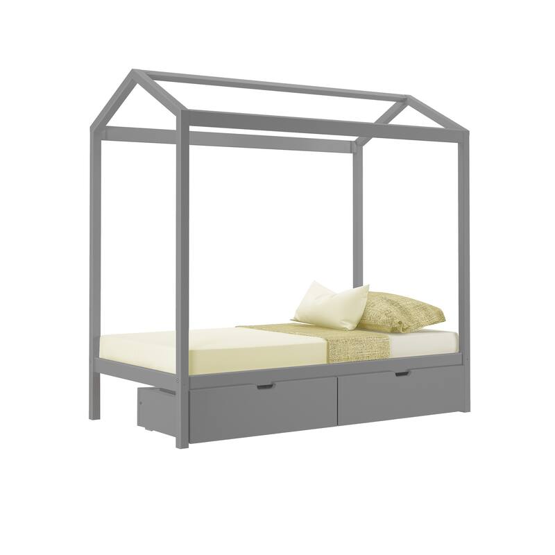 Max and Lily Twin House Bed with Storage Drawers
