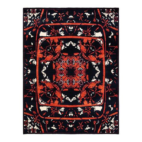Eclectic, One-of-a-Kind Hand-Knotted Area Rug - Black, 9' 2" x 12' 0" - 9' 2" x 12' 0"