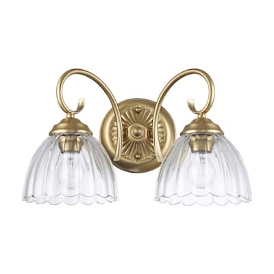 Golden Lighting 6952-BA2 CLR Audra 2 Light 7" Wide Vanity Light