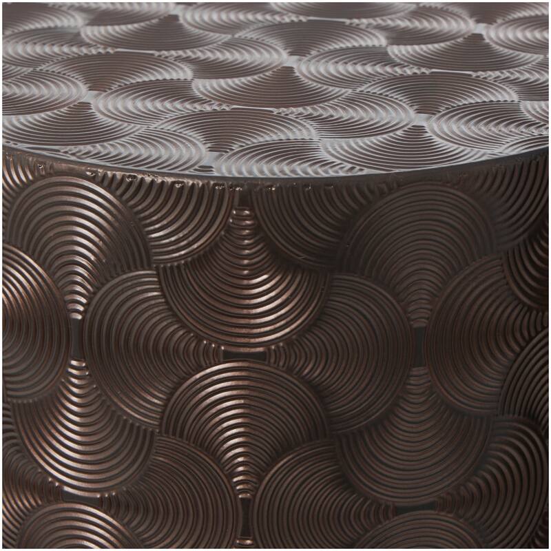 Metal Abstract Tall Slim Pedestal Table with Grooved Shell or Hammered Design - Set of 4 Brown - Roche River Decor