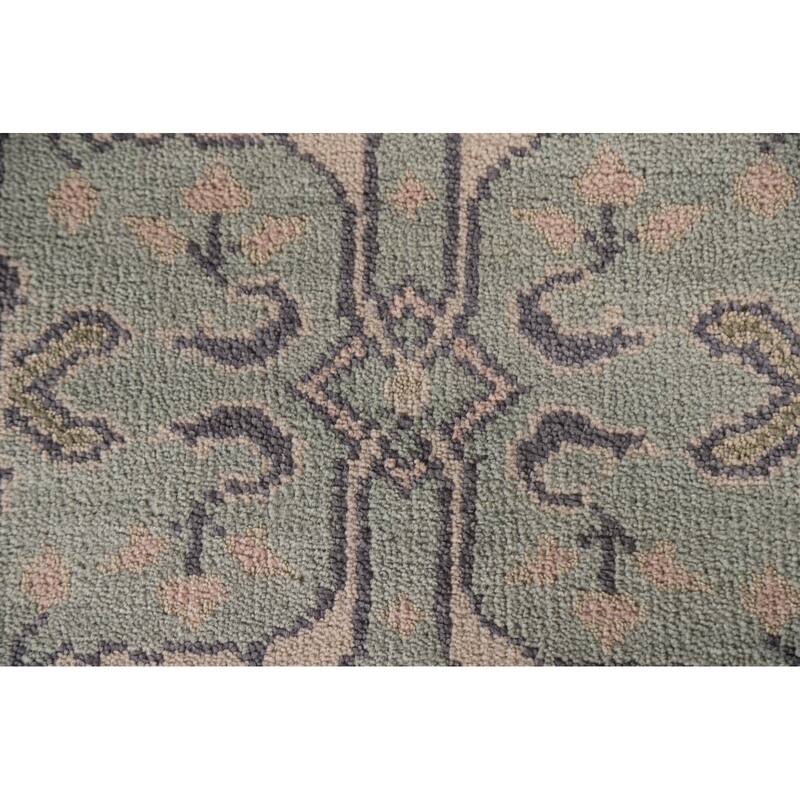 Green Oushak Oriental Runner Rug Handmade Wool Carpet - 2'6"x 10'2"