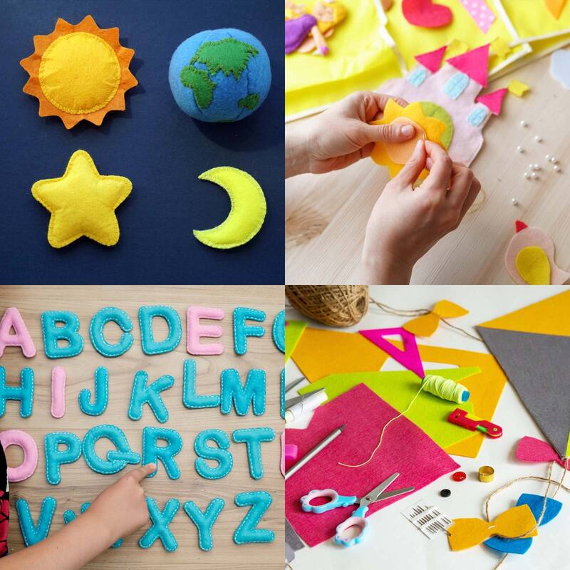 Soft Felt Sheets Self Adhesive Fabric Craft Sheets 12 x 8 Inch 12 Pcs - Grey