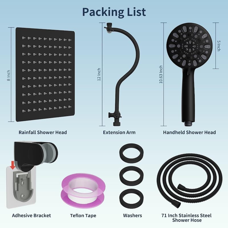 7-Spray 8-Inch Rainfall Shower Head with Handheld Showerhead Combo