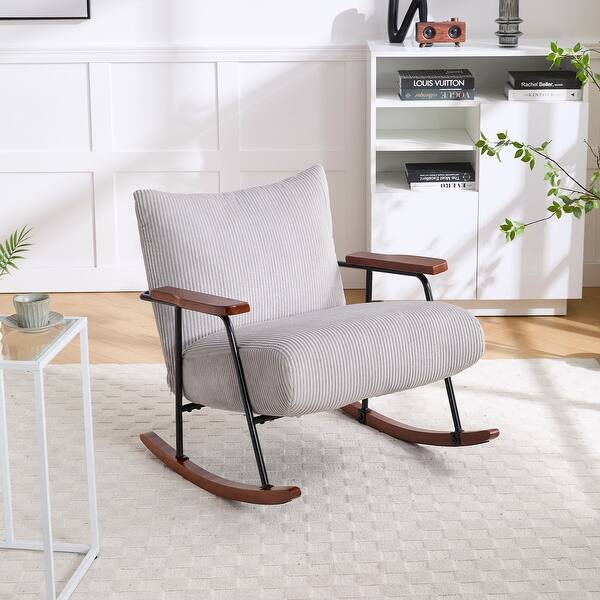 slide 2 of 9, Modern Accent Chair Arm Chair Living Room Rocking Chair Metal Frame Grey