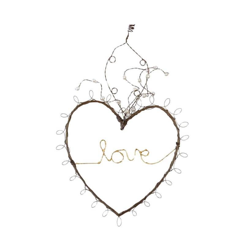 Transpac Wire Love Heart w/Antiqued Red Beads Home Decorations Valentines