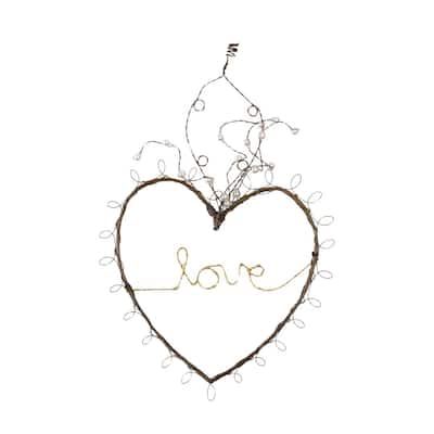 Transpac Wire Love Heart w/Antiqued Red Beads Home Decorations Valentines