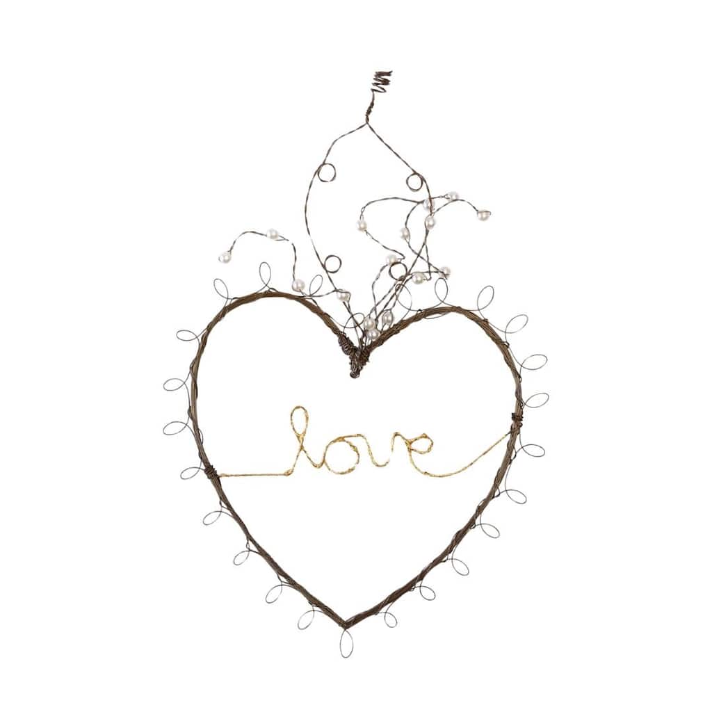 Transpac Wire Love Heart w/Antiqued Red Beads Home Decorations Valentines