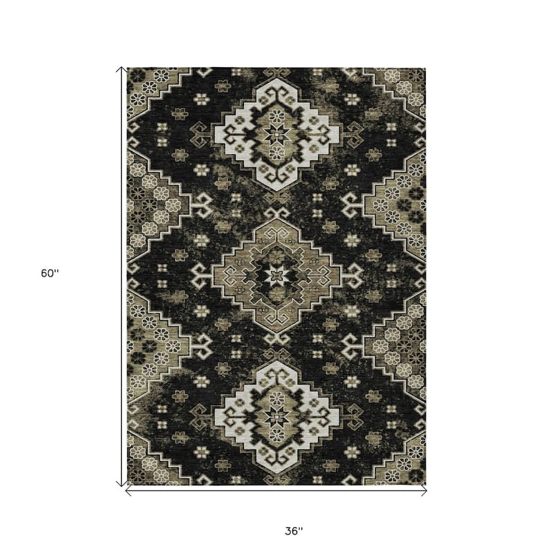 HomeRoots Medallion Traditional Rectangle Outdoor Rug