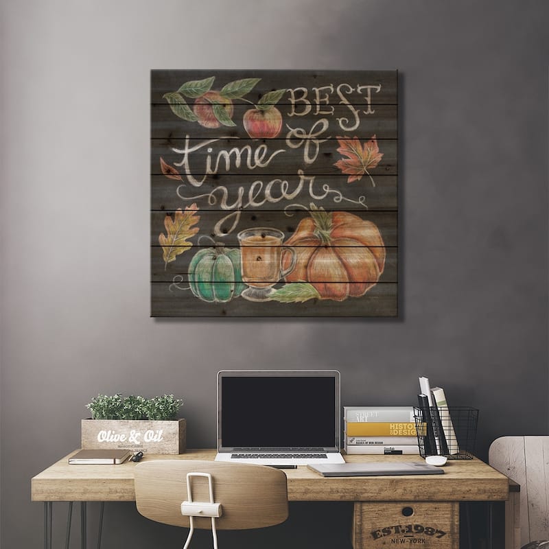 Harvest Chalk IV Print On Wood by Mary Urban - Multi-Color