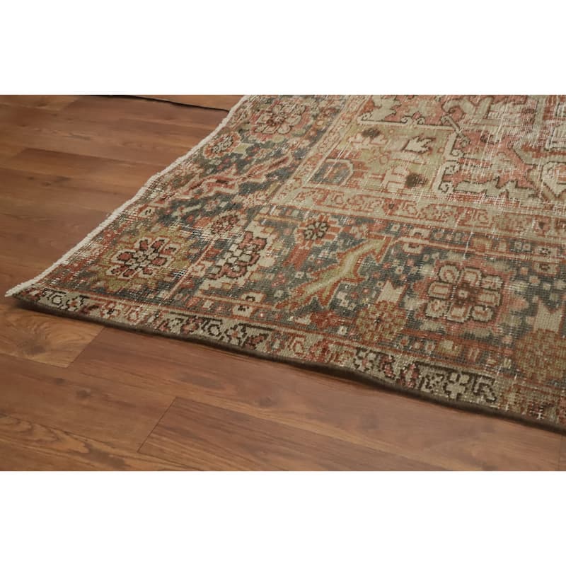 Hand Knotted Oriental 100% Wool Carpet Traditional Medallion Oranges & Rust Heriz (serapi) Area Rug - 11' 6'' X 7' 9''