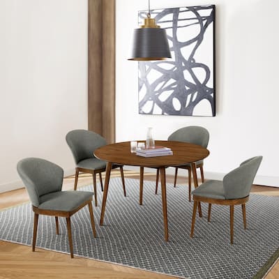 Arcadia and Juno 48" Round Wood 5 Piece Dining Set