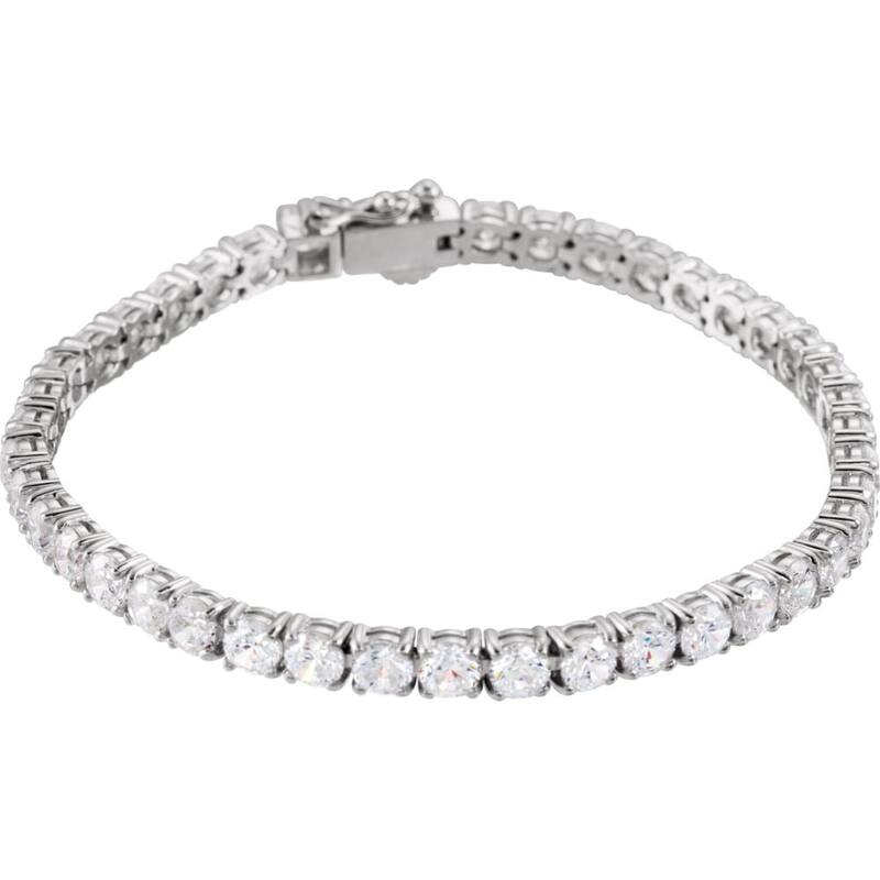 Curata 925 Sterling Silver Round 4mm CZ Cubic Zirconia Simulated Diamond Polished 7 Inch Cubic Zirconia Bracelet