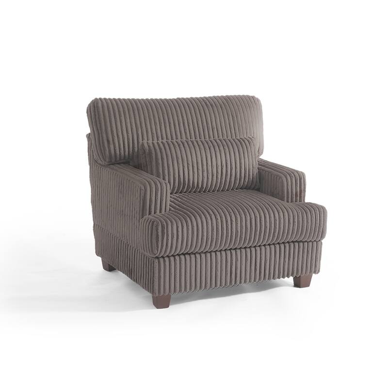 36" Wide Oversized Upholstered Chaise Lounge Accent Chair with Ottoman - Armchair - Dark Camel