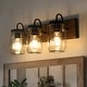preview thumbnail 2 of 10, Modern Farmhouse Mason Jar 3-Light Bathroom Vanity Lights Glass Wall Sconces - 18"L x 9.5" W x 8"H