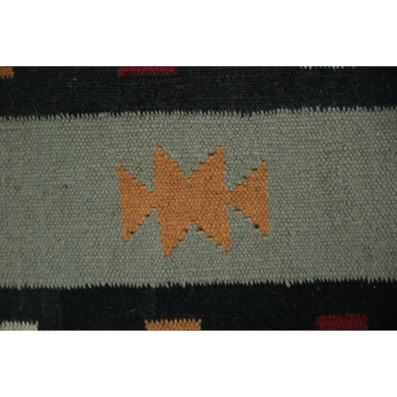 Hand Woven Oriental 100% Wool Carpet Southwestern Tribal Green Kilim Area Rug - 8' 0'' X 5' 0''