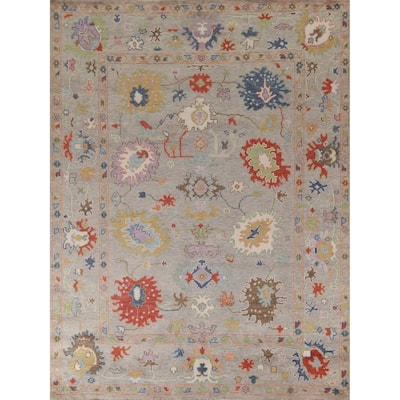 Floral Oushak Area Rug Handmade Wool Carpet - 8'0" x 9'10"
