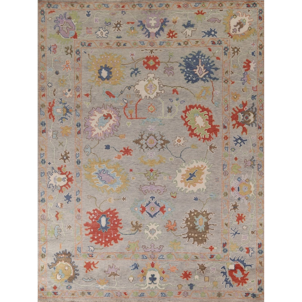 Floral Oushak Area Rug Handmade Wool Carpet - 8'0" x 9'10"