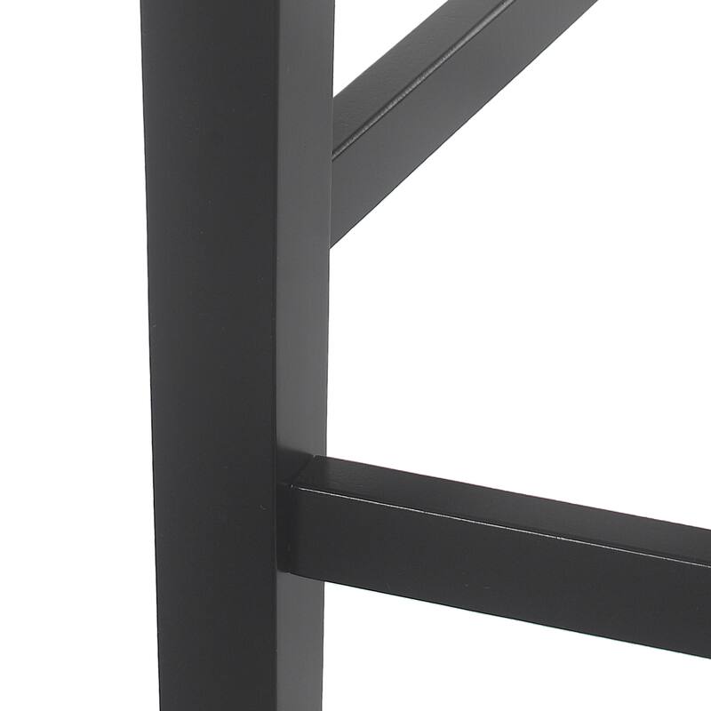 Roomfitters Upholstered Wood Counter Stools, Farmhouse Bar-Height Chairs with Ladder Back for Kitchen Island, Black (Set of 2)