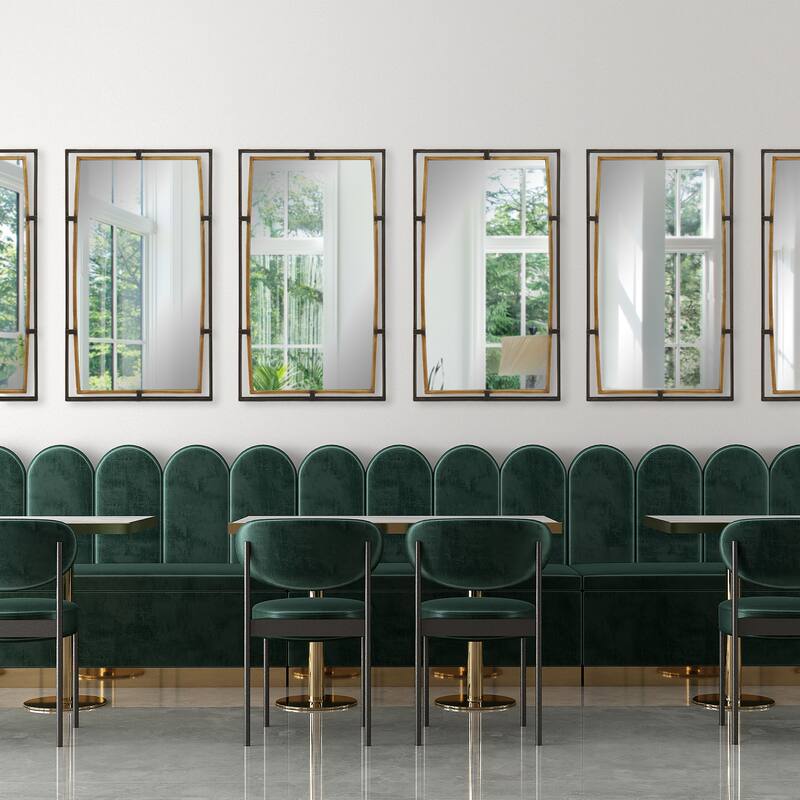 Porch & Den Black and Antiqued Gold Metal Frame Wall Mirror
