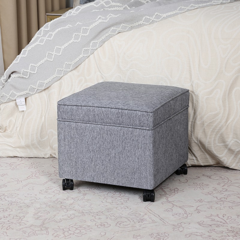 Adeco Square Storage Ottoman 17 inch Footstool