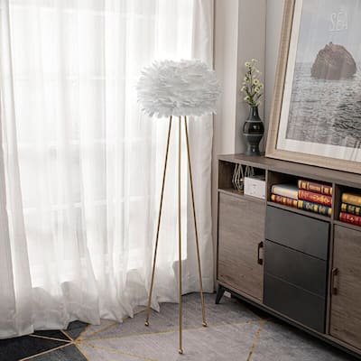 Maxax 60" Tripod Feather Shade Floor Lamp - N/A