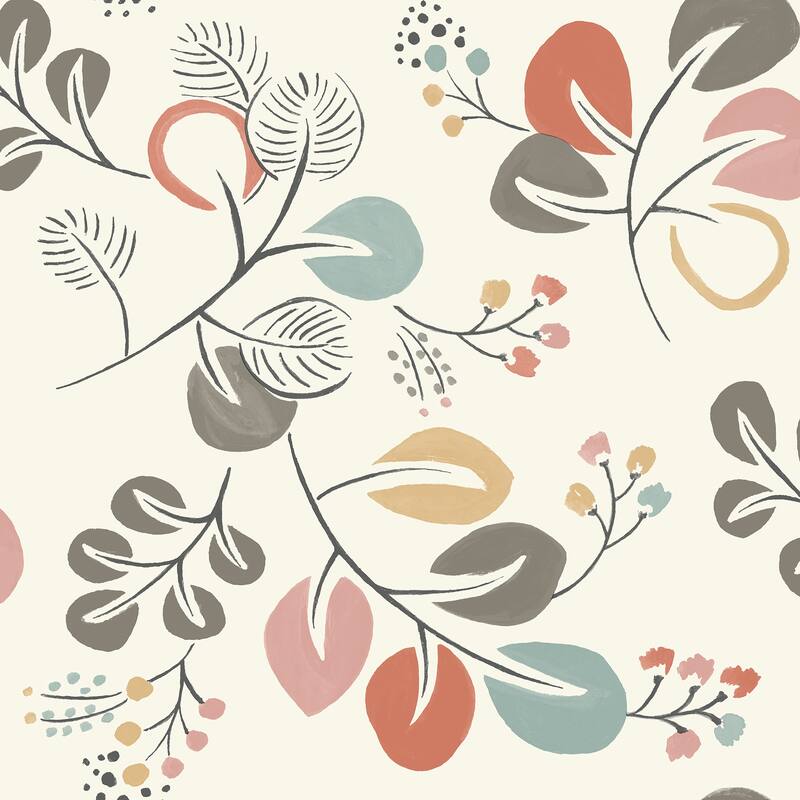 A-Street Prints Jonah Multicolor Leaf Trail Wallpaper