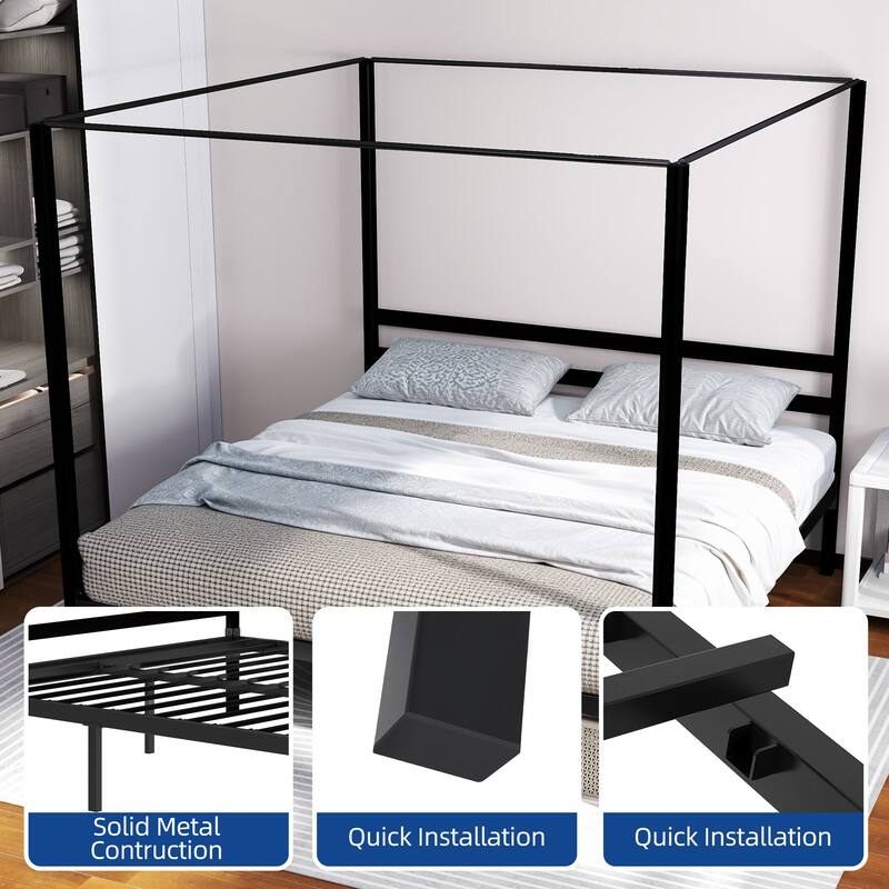 Metal Canopy Platform Bed Frame