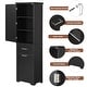 preview thumbnail 7 of 23, Freestanding Tall Bathroom Storage Cabinet, with 2 Different Size Drawers and Adjustable Shelf, Painted Finish