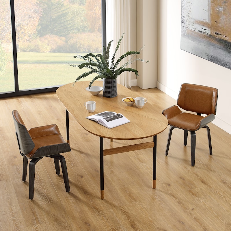 Art Leon Swivel Wooden Upholstered Dining Chairs (Set of 2)