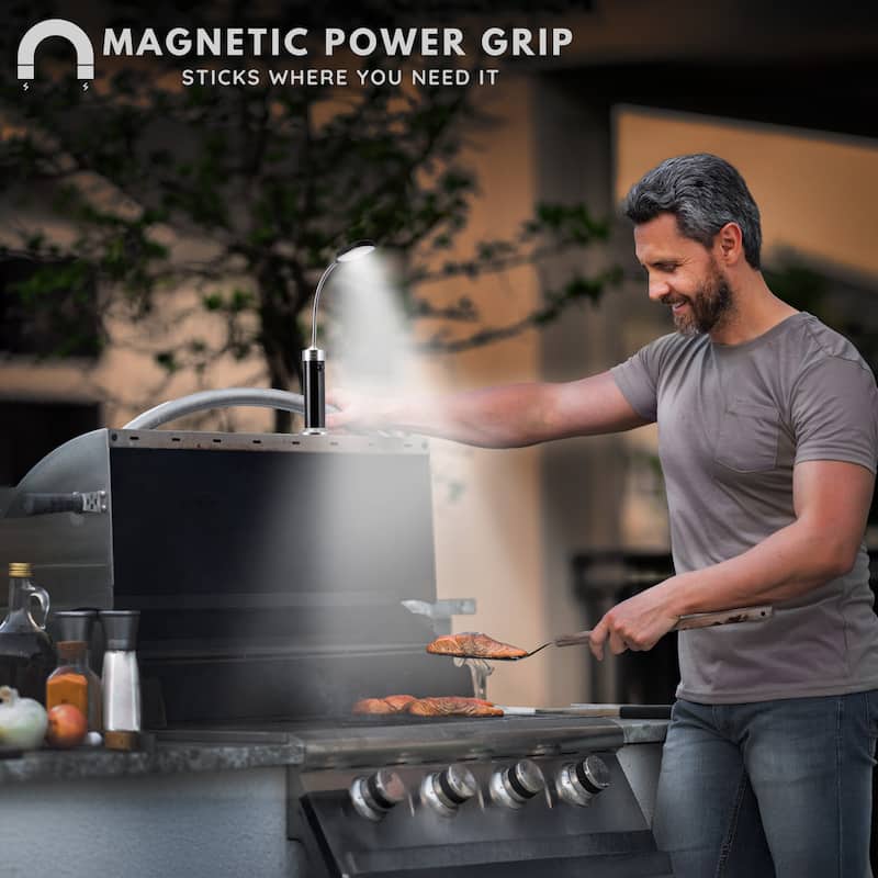 LED Concepts 2 Pack BBQ Grill LED Lights with Magnetic Base - Weather Resistant, Task Lighting Barbecue Grilling - 4 in