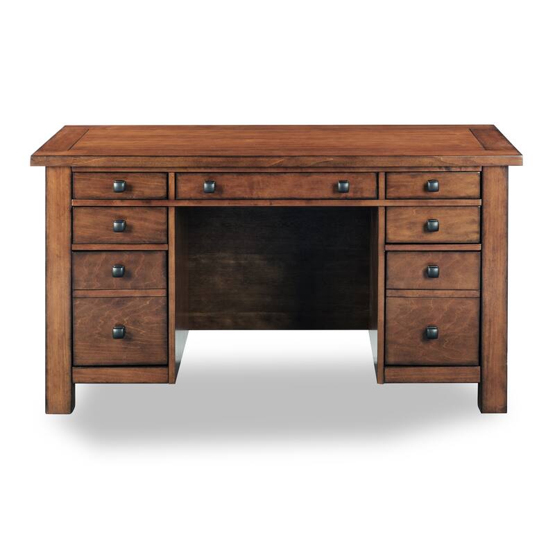 Tahoe Aged Maple 54" W Executive Pedestal Desk by Homestyles