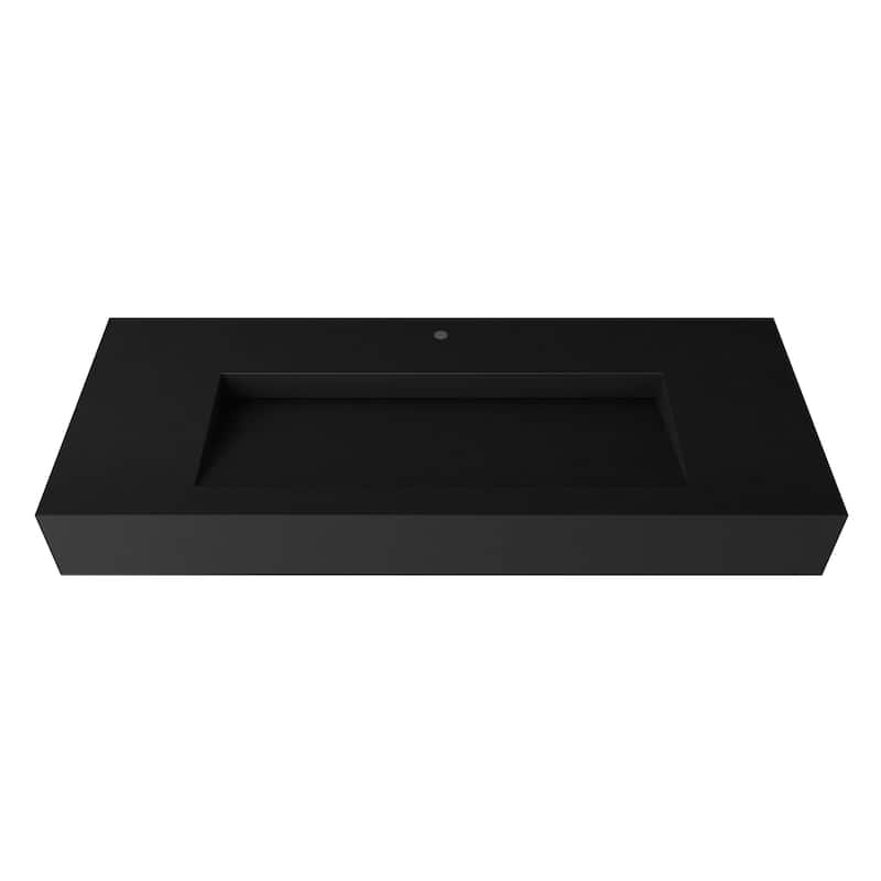 Pyramid 48" Solid Surface Bathroom Vanity Top - Black