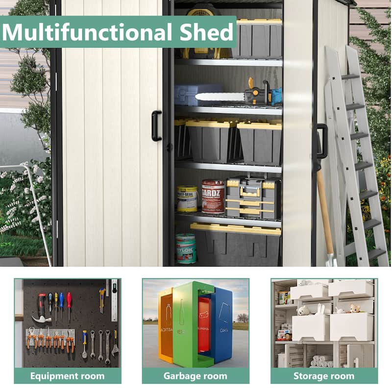 5.0'x3.1'Resin Outdoor Storage Shed with Lockable Door