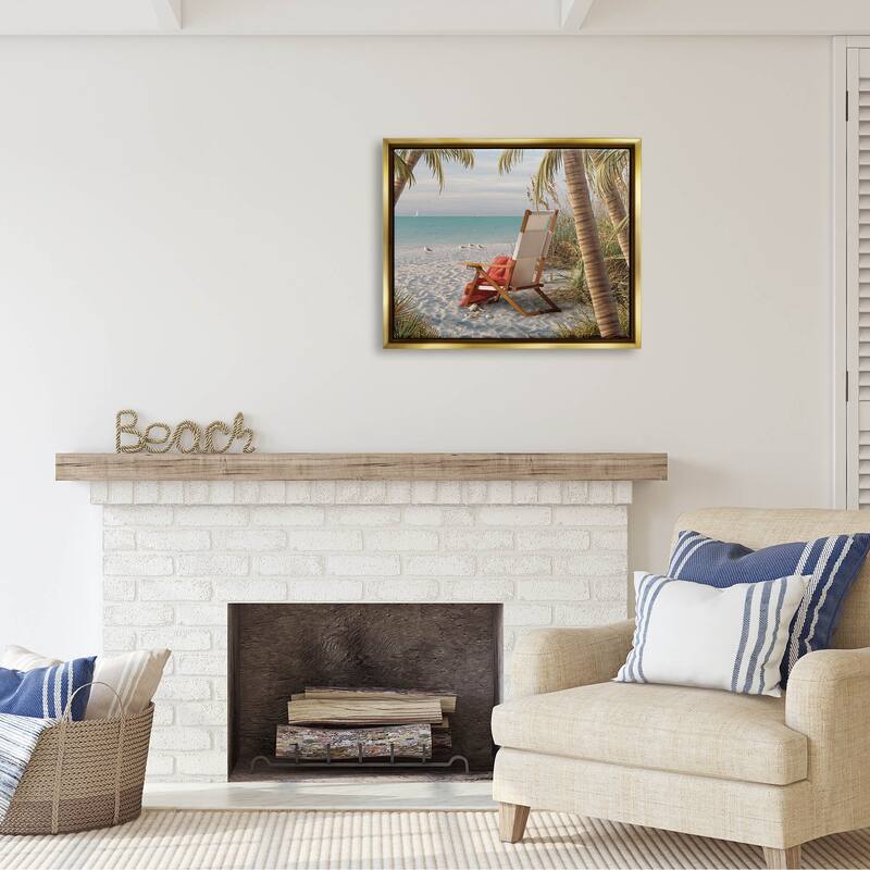 Stupell Tropic Breeze Beach Landscape Framed Floater Canvas Wall Art by Alan Giana