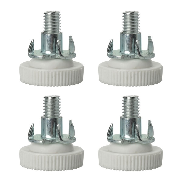 M8 x 20 x 28mm Screw on Furniture Glide Leveling Feet Floor Thread Stem Protector Adjustable Leveler White 4pcs