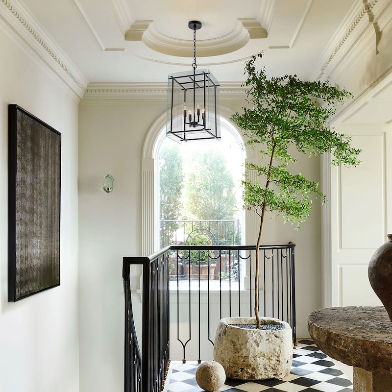 Farmhouse 4-Light Lantern Glass Chandelier