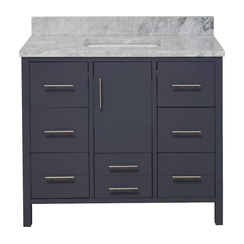 KitchenBathCollection California 42" Bathroom Vanity with Carrara Marble Top