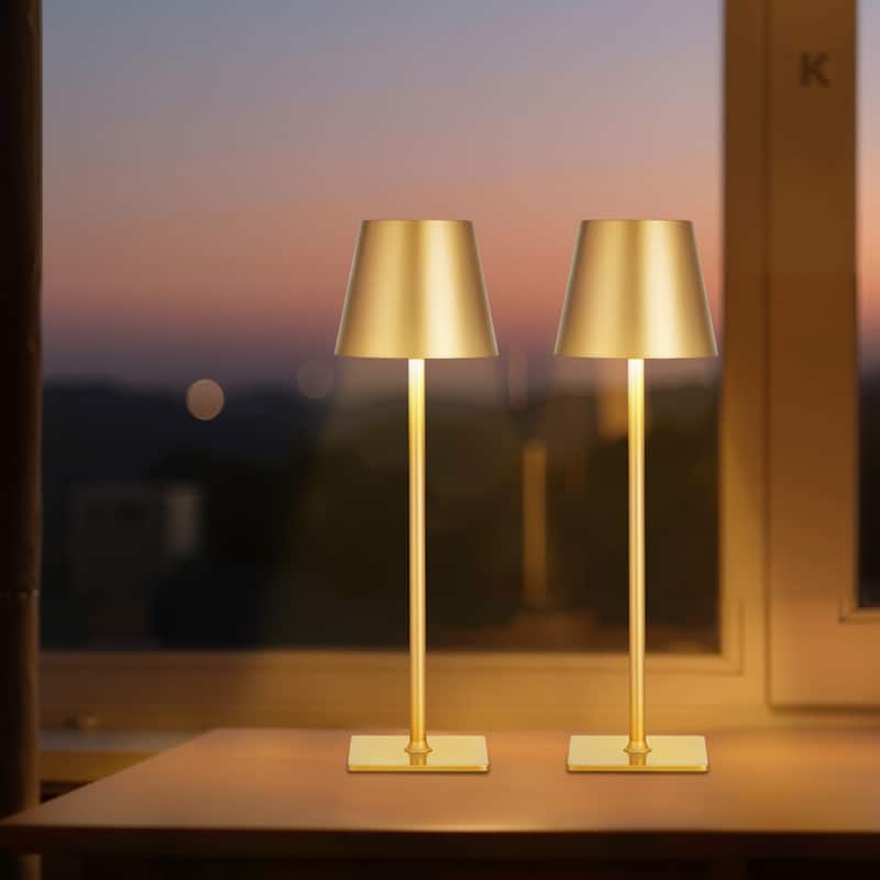 Cordless Table Lamp 2-Pack 5200mAh Built-in Rechargeable Battery Desk Lamp Gold