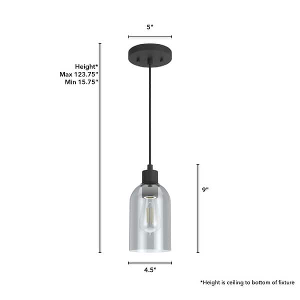 dimension image slide 4 of 5, Hunter Lochemeade 1-Light Mini Pendant - Kitchen Island, Dining Room - Modern Farmhouse, Contemporary, Industrial
