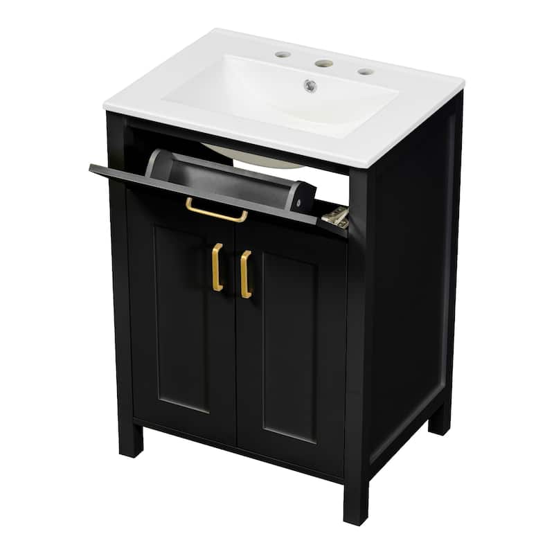 GDFStudio - Nova Wood & Ceramic Bathroom Vanity Cabinet with Single Sink