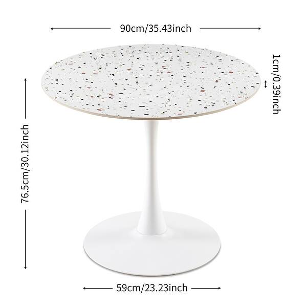 White Stone Round Dining Table for Dining Room - Bed Bath & Beyond ...